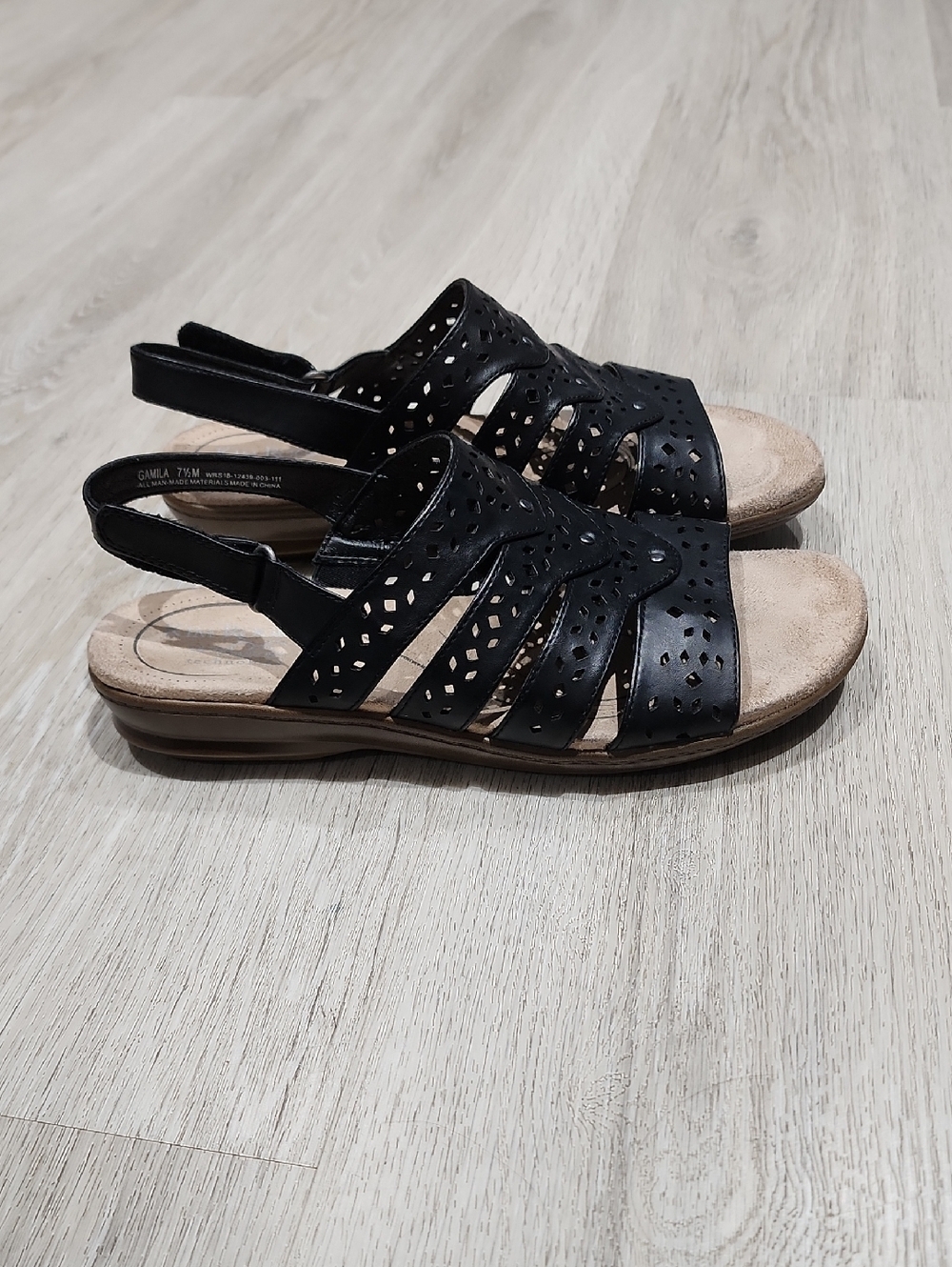 Kim Rogers Black Perforated Slingback Sandals 7.5M